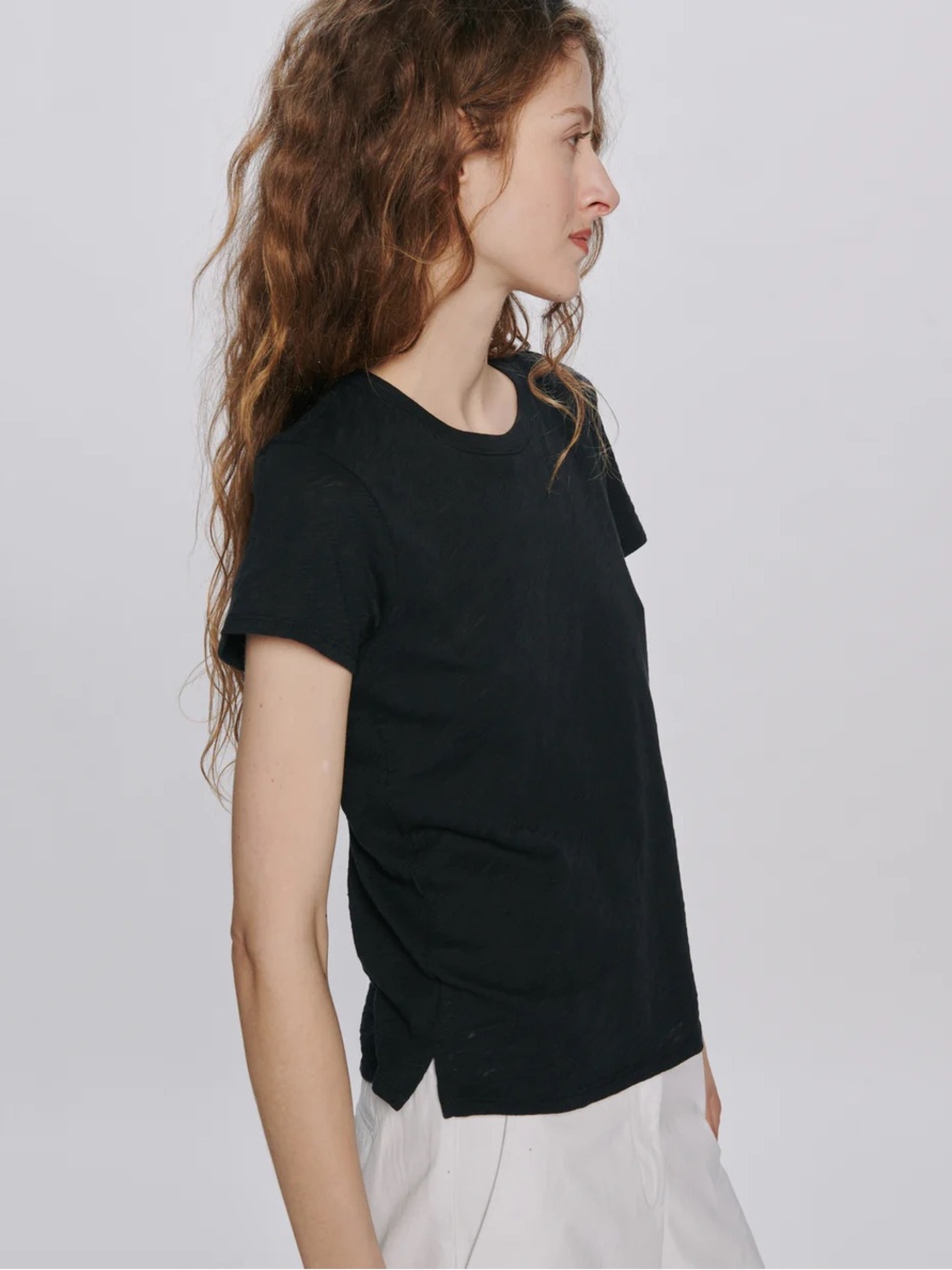 ATM Women’s Short Sleeve Slub Jersey Schoolboy Crew Neck Tee Black M - Picture 3 of 16